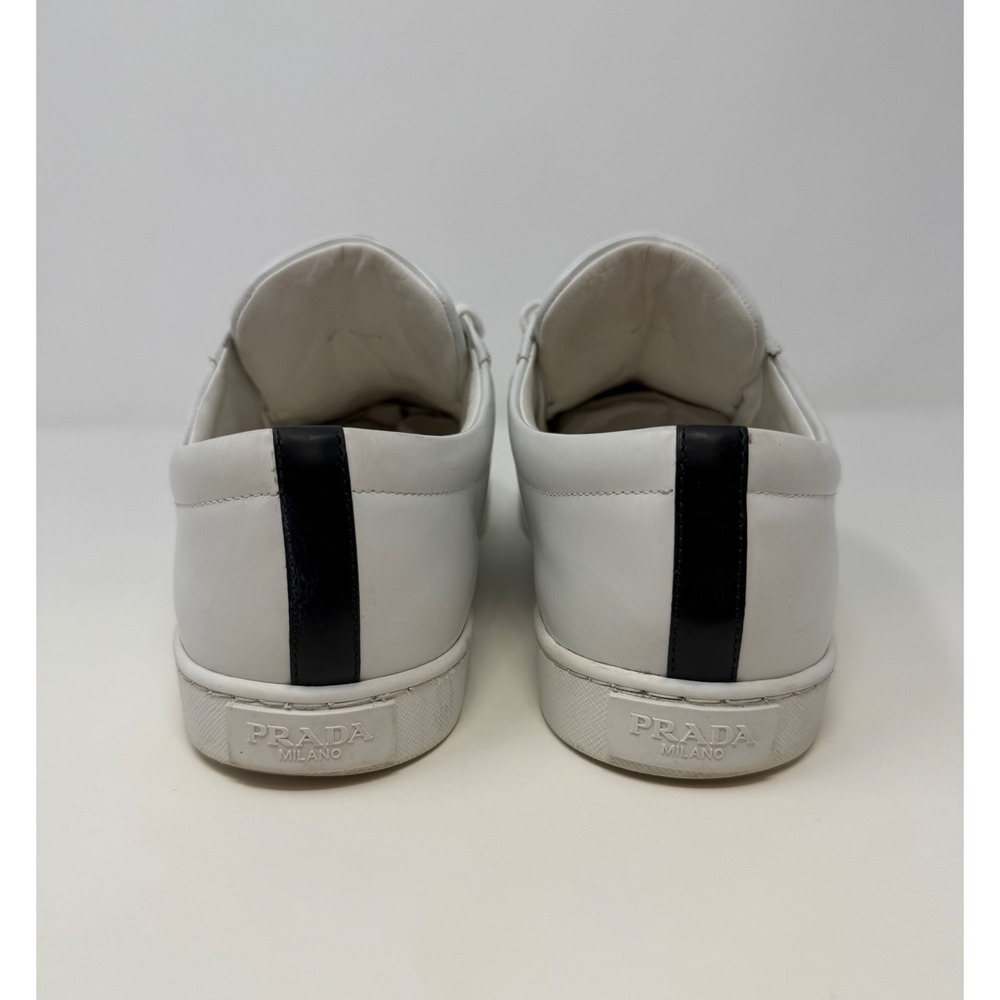 Prada Brushed Leather Sneaker White Size 9 US 8 Prada - Picture 5 of 9